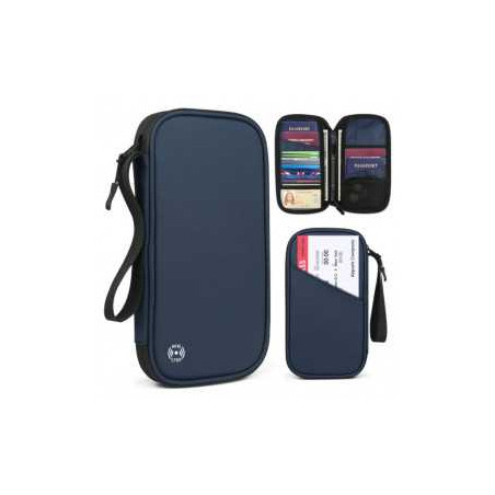 Porte-monnaie et Porte-cartes Multifonctions avec Blocage RFID Bleu -
