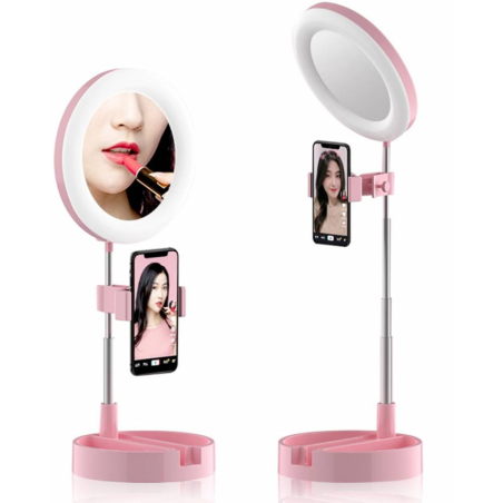Ring Light avec miroir intégré et support pou | Smarty Paris