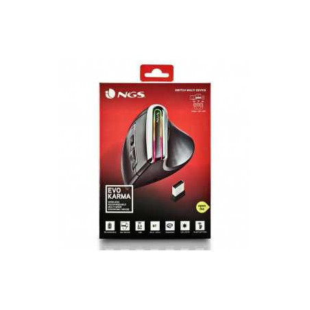 Souris sans fil NGS Evo Kerma Rechargeable avec Lumière LED 2.4 GHZ - Noir | Smarty Paris