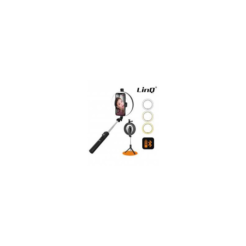 Support Selfie Smartphone Trépied avec Anneau Lumineux Bluetooth 70cm LinQ ZP9906 Support Selfie Smartphone Trépied avec Anneau Lumineux Bluetooth 70cm LinQ ZP9906