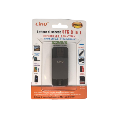 Lecteur de Carte USB/Carte TF/SD 3 en 1 USB-C / USB LinQ OTG