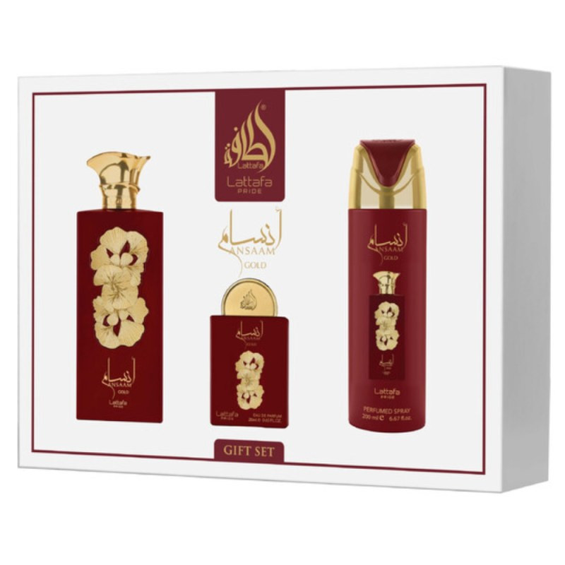 Lattafa Pride Fragrance Gift Set Ansaam Gold – 100 ml + 20 ml + Deodorant 200 ml