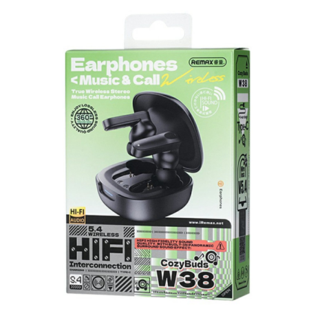 Écouteurs Sans Fil Remax CozyBuds W38 - Noir - Audio Ref G45