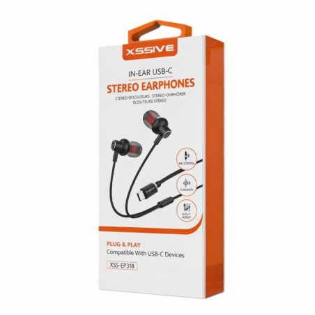 Écouteurs Stéréo USB-C XSSIVE XSS-EP25B – Noir - Audio Ref A3418 | Sma