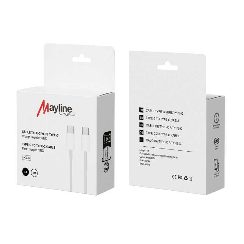 Câble USB-C vers USB-C Mayline – 20 W 1 m iPhone/Samsung