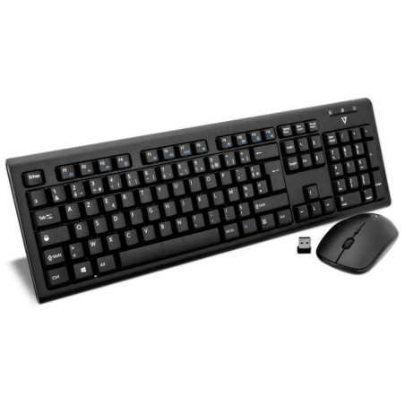 Ensemble de Clavier et Souris V7 Sans Fil Français AZERTY - Noir - Inf