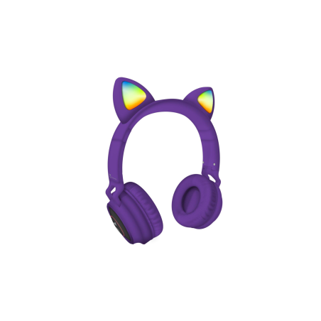 Techmade Casque Bluetooth Funny Led avec Microphone Violet