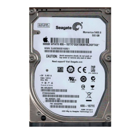 Hard Drive Seagate Momentus ST9500325AS for Apple – 500GB SATA 2.5-inch · Refurbished