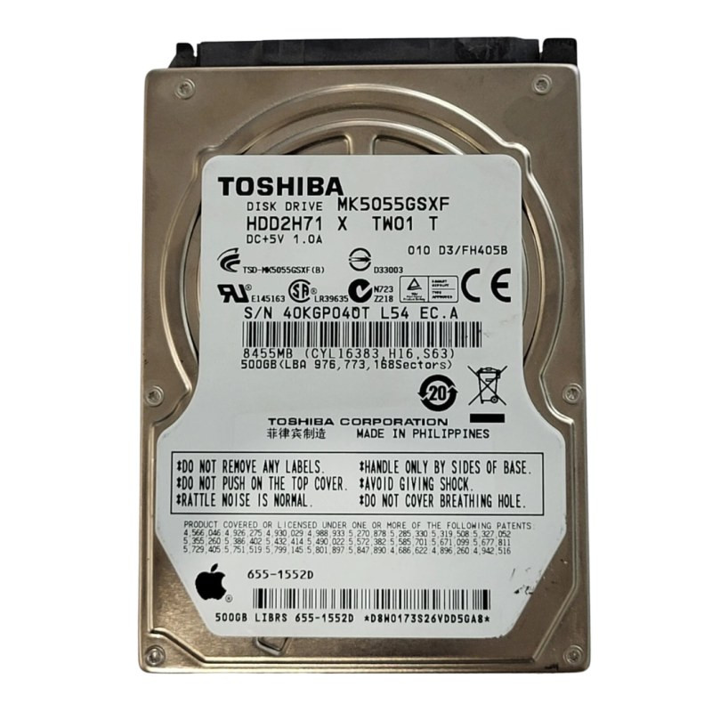 Disque dur Toshiba MK5055GSXF – 500 Go 2,5 pouces SATA · Reconditionné Disque dur Toshiba MK5055GSXF – 500 Go 2,5 pouces SATA · Reconditionné