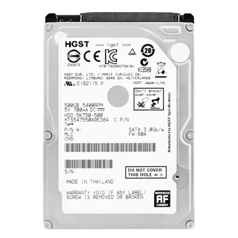 Hard Drive Hitachi HTS547550A9E384 – 500GB 2.5-inch SATA · Refurbished Hard Drive Hitachi HTS547550A9E384 – 500GB 2.5-inch SATA · Refurbished
