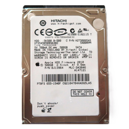 Hard Drive Hitachi HTS545050B9A302 – 500GB 2.5-inch SATA · Refurbished