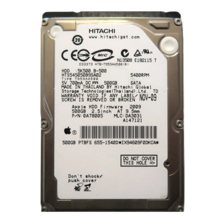 Disque dur Hitachi HTS545050B9SA02 – 500 Go 2,5 pouces SATA · Reconditionné