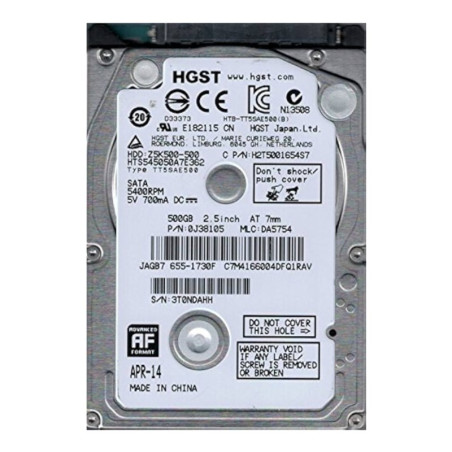 Disque dur HGST HTS545050A7E362 – 500 Go 2,5 pouces SATA · Reconditionné