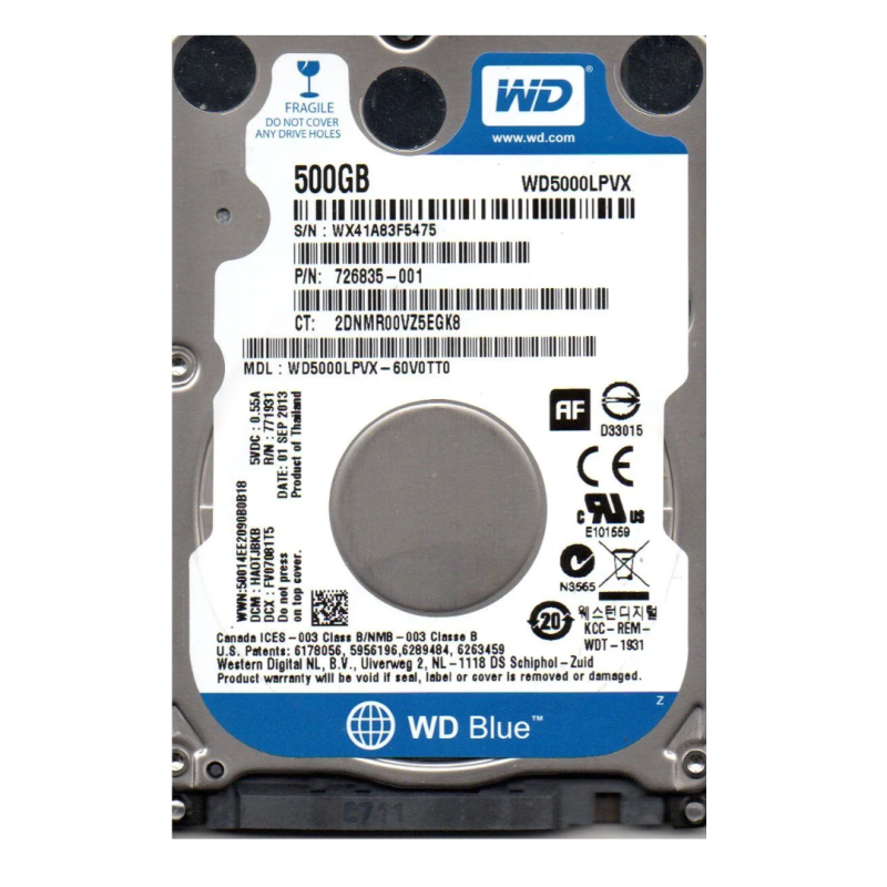 Hard Drive Western Digital WD5000LPVX – 500GB 2.5-inch SATA · Refurbished