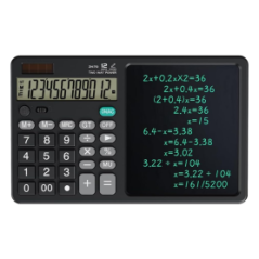 Calculatrice solaire LCD Tablette d'écriture 12" avec Stylet - Noir Re