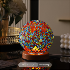 Lampe de Nuit Maroc - Mosaïque Verre Orange - USB 5V Dimmer - Informat