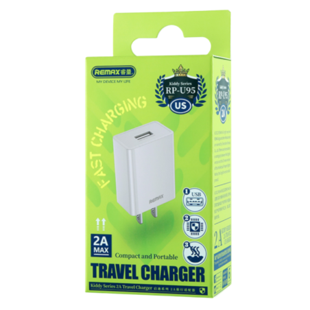 Adaptateur Secteur Chargeur 12W 5V/2.4A REMAX Kiddy Series RP-U95 - EU - Blanc