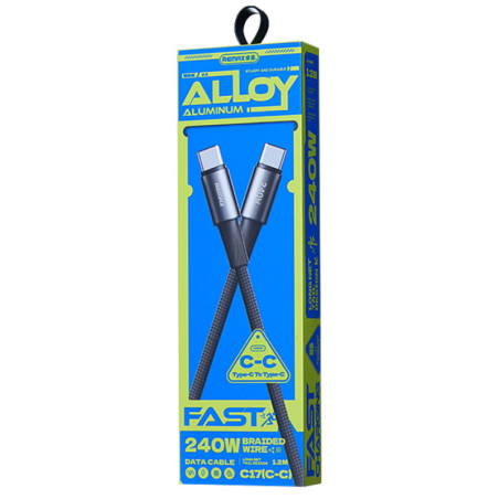 Câble USB-C / USB-C en Alliage d'Aluminium Tressé de Charge rapide 240W REMAX C17 Velocity - 1.2M - Noir