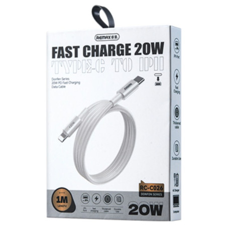 Câble REMAX Dofon Series RC-C026 – USB-C vers Lightning 20W 1 m Blanc