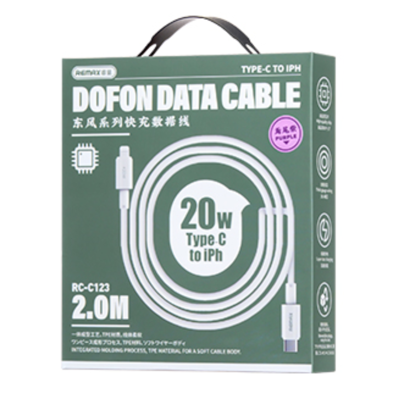 Cable REMAX Dofon RC-C123 – Type-C / Lightning 20W 2m Purple Cable REMAX Dofon RC-C123 – Type-C / Lightning 20W 2m Purple