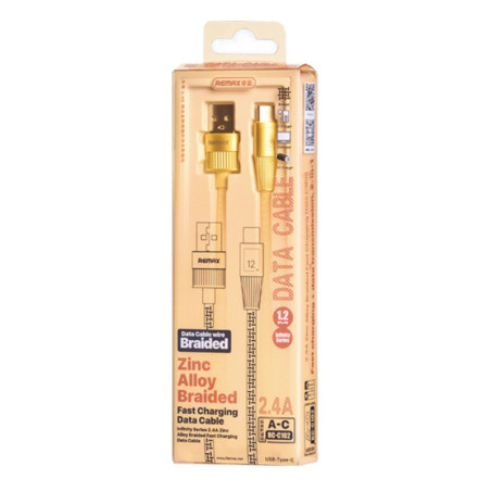 Câble REMAX Infinity Series RC-C102 – USB-A vers USB-C 2,4A 1,2 m Or
