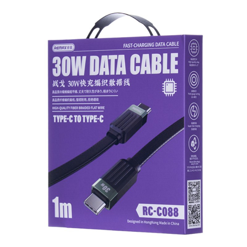 Câble REMAX Janker RC-C088 – USB-C vers USB-C 30W 1 m Noir