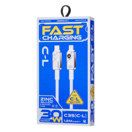 Câble USB-C vers Lightning REMAX Swift C35 – 30W tressé 1,2 m Blanc