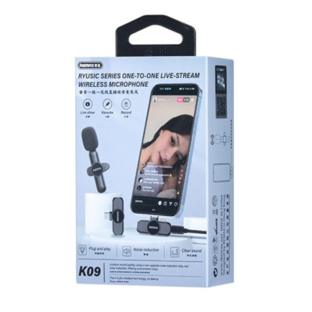 Microphone sans fil Type-C REMAX K09 Ryusic – 80 mAh Noir