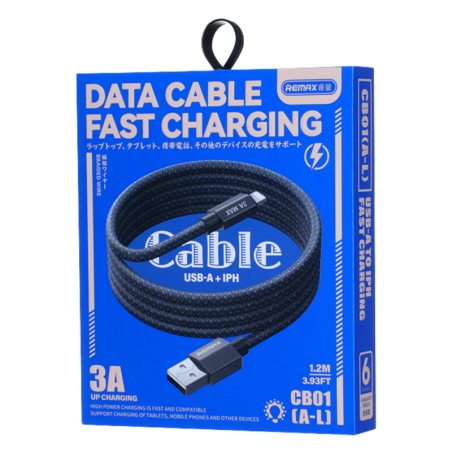 Câble A-L Lightning 3A Lumière en Alliage d'aluminium tressé avec Charge Rapide REMAX CB01(A-L) - 1.2M - Gris