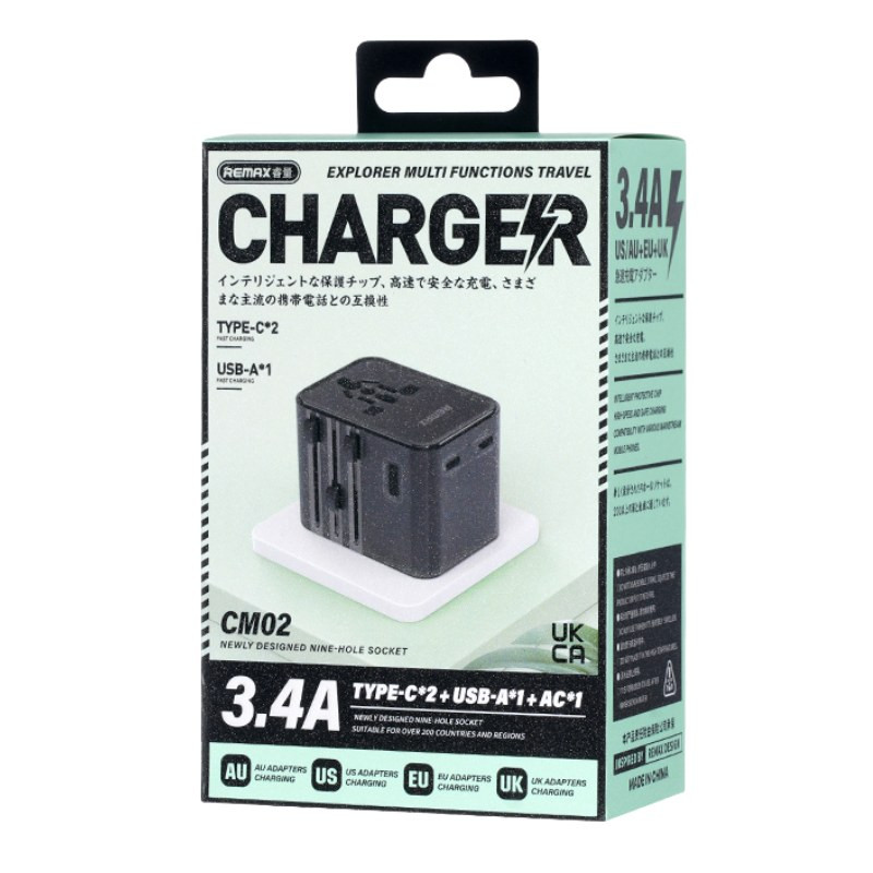 Chargeur voyage REMAX Explorer CM02 – Multifonction Noir