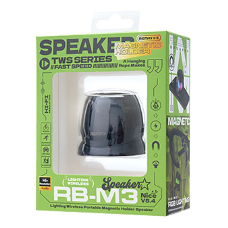 Enceinte portable sans fil REMAX Lighting RB-M3 – Support magnétique, Gris