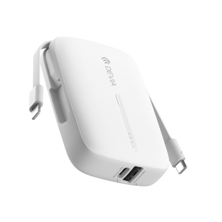 Power Bank Devia EP158 – 10,000mAh White Lightning + USB-C Cables