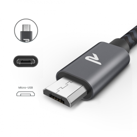 Câble USB / Micro Nylon Tressé RAMPOW RAA20 G | Smarty Paris