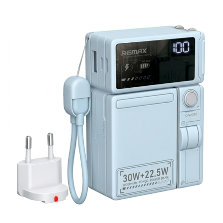 Batterie externe REMAX CP-18 + chargeur secteur – 10 000 mAh, 30 W, bleu