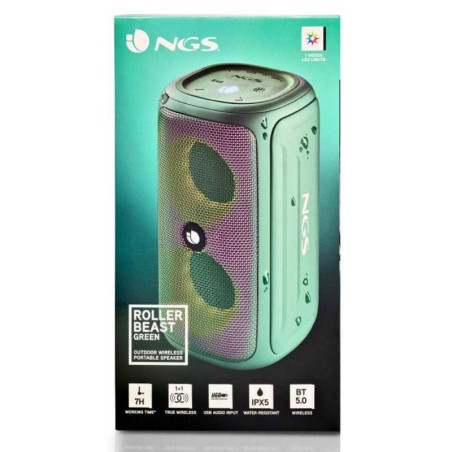 Enceinte Bluetooth NGS Roller Beast IPX5 32W - Vert - Audio Ref G1543