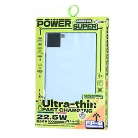 Power Bank Ultra-Fin à Charge Rapide 22.5W 10000mAh FP-8 REMAX - BLeu
