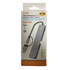 HUB Type-C/ USB 8 en 1 - 3 USB 2.0 + Audio 3,5mm + USB 3,0 + SD + TF +