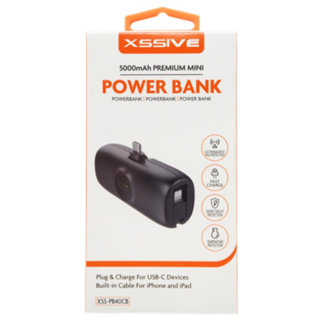 Batterie externe XSSIVE XSS-PB40CB – 5 000 mAh USB-C 20W Noir