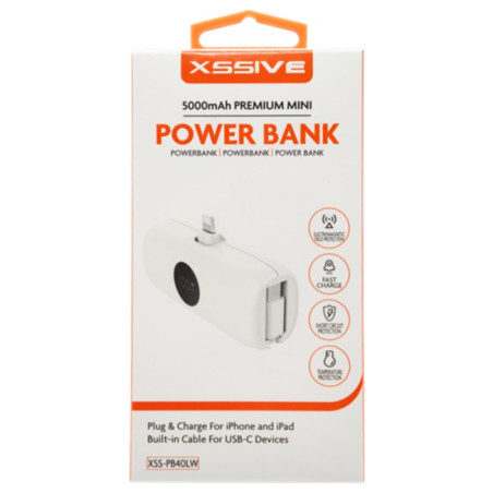 Power Bank XSSIVE XSS-PB40LW – 5000mAh White USB-C 20W with cable for iPhone and iPad