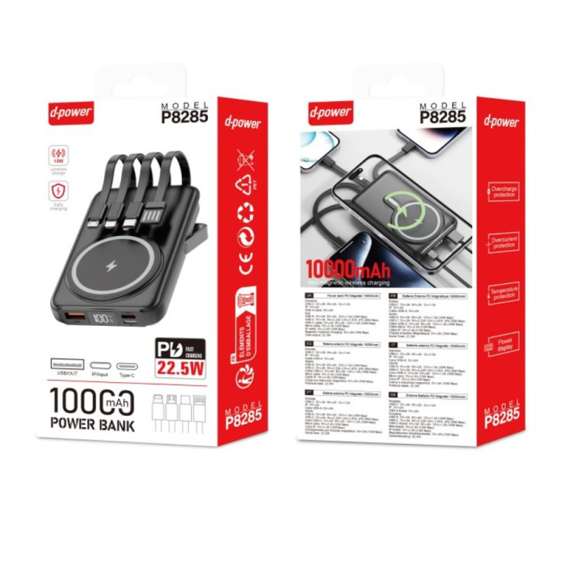 Batterie externe magnétique D-power P8285 – 10 000 mAh PD 22,5 W