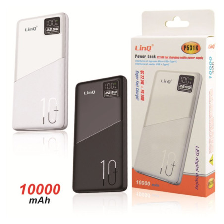 Batterie externe LinQ P531K – 10 000 mAh 22,5 W Noir