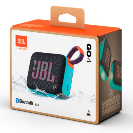 Enceinte Bluetooth portable JBL Go 4 Noir et Orange IP67 7H - JBLGO4BL