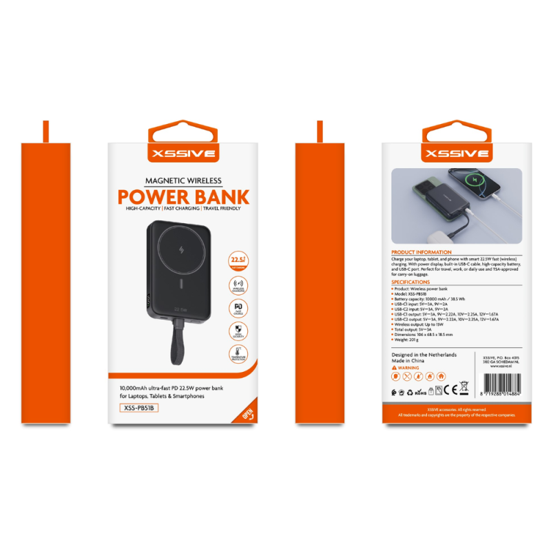 Power Bank XSSIVE XSS-PB51B – 10,000mAh USB-C cable black Power Bank XSSIVE XSS-PB51B – 10,000mAh USB-C cable black