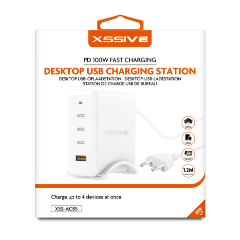 Fast PD GaN Charger Xssive XSS-AC85 – 100W White Fast PD GaN Charger Xssive XSS-AC85 – 100W White