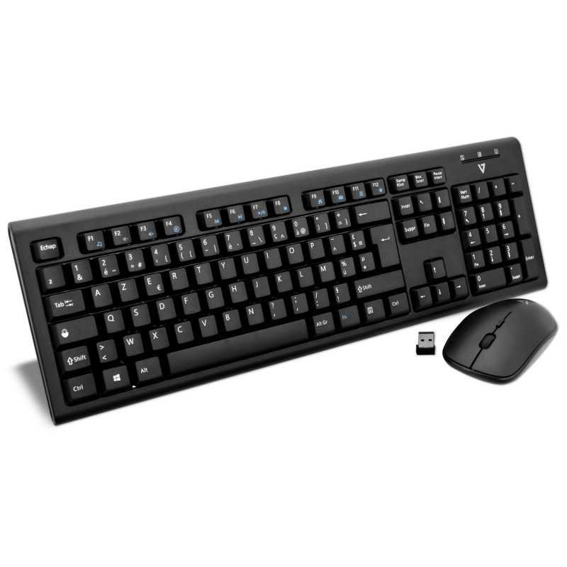 Ensemble de Clavier et Souris V7 Sans Fil Français AZERTY - Noir Ensemble de Clavier et Souris V7 Sans Fil Français AZERTY - Noir