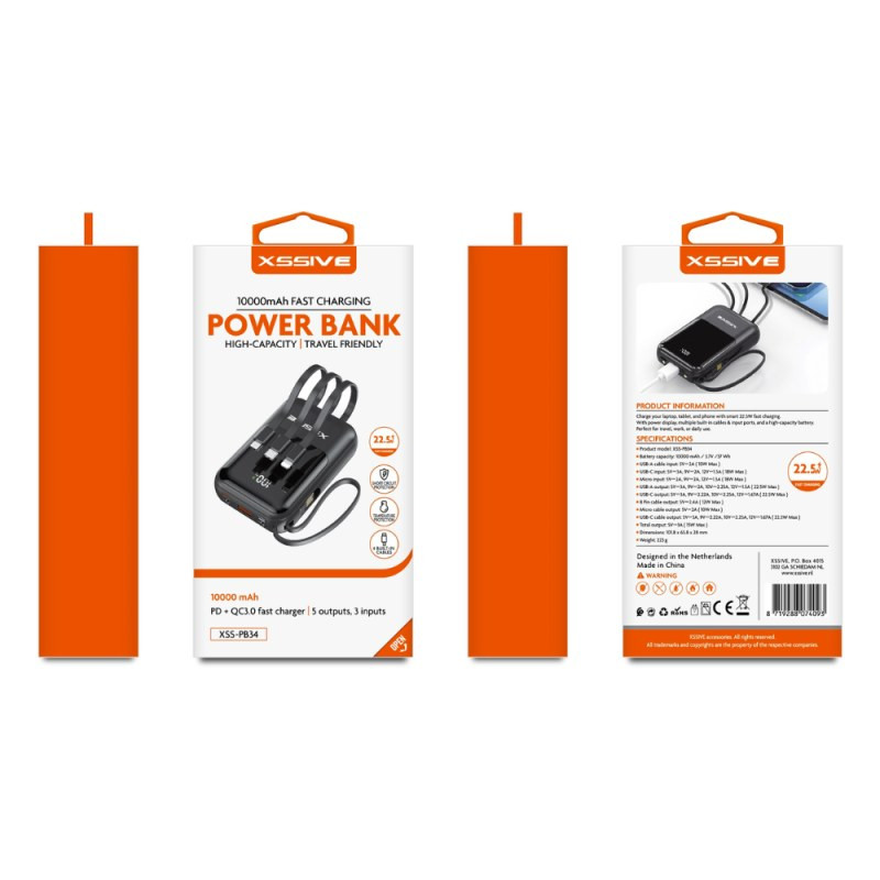 Power Bank Xssive XSS-PB34 – PD 22.5W 10,000mAh with Cable Power Bank Xssive XSS-PB34 – PD 22.5W 10,000mAh with Cable