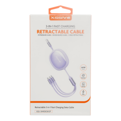 Câble Rétractable 3-en-1 de Charge Rapide Transfert de Donné