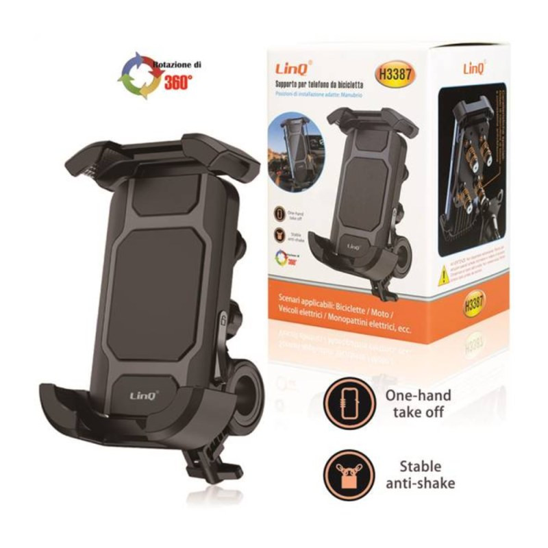 Support téléphone vélo LinQ H3387 – 4,5 à 7 pouces noir Support téléphone vélo LinQ H3387 – 4,5 à 7 pouces noir