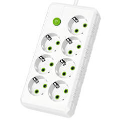 Multiprises INCOALUXE 7 Prises EU - Blanc - 2M - Alimentatio