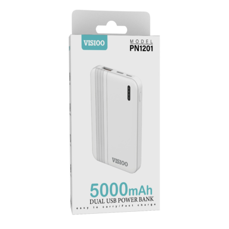 Power Bank 5000mAh - VISIOO PN1201 - Blanc - Alimentation Re